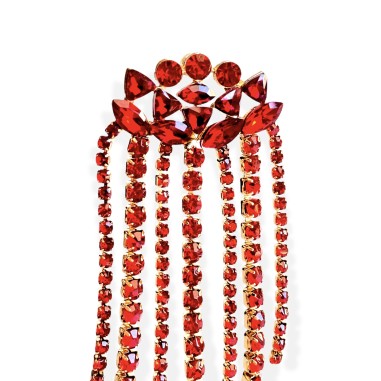 Orecchini rossi a cascata con cristalli