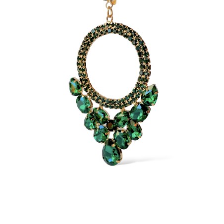 Orecchino con cristalli verde a clip