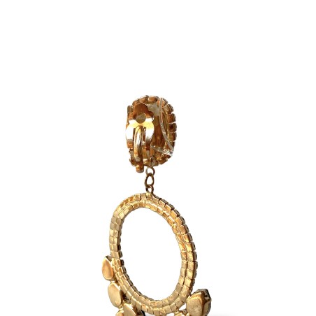 Orecchino con cristalli verde a clip