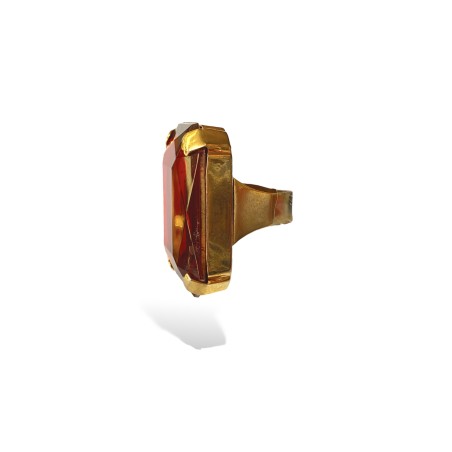 Anello maxi dorato con cristallo rosso