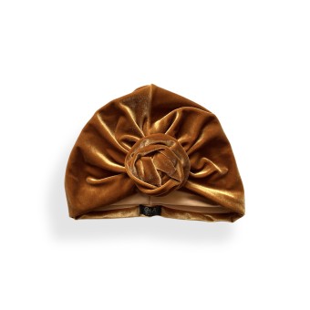 Turbante in velluto senape