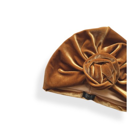 Turbante in velluto senape