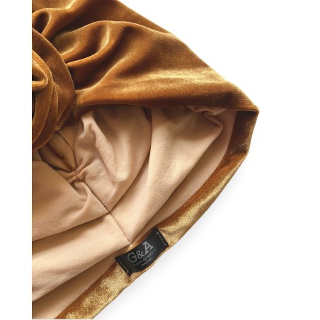 Turbante in velluto senape