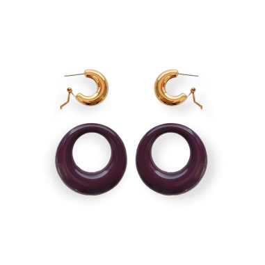 Orecchini doppia coppia viola e oro