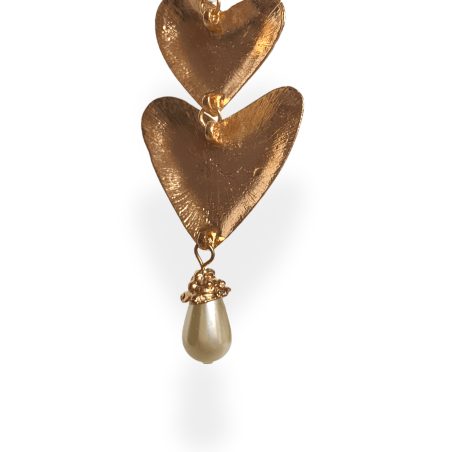 Orecchini con cuori marroni e oro