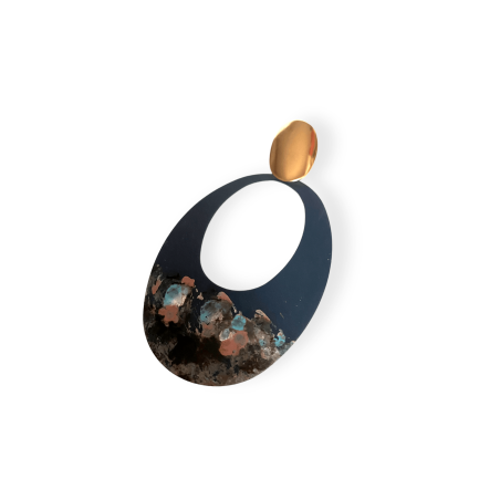 Orecchini opachi blu e oro